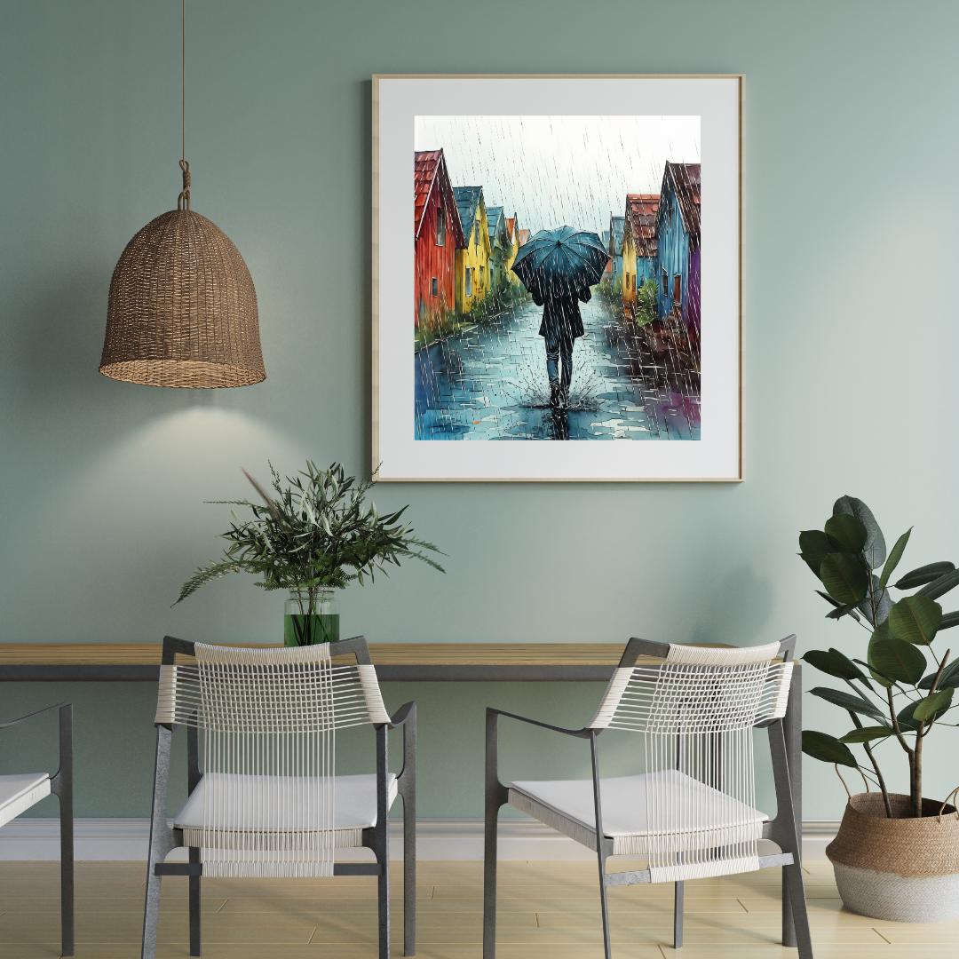 Cozy Urban Decor | Rainy Day Street Scene Art Print