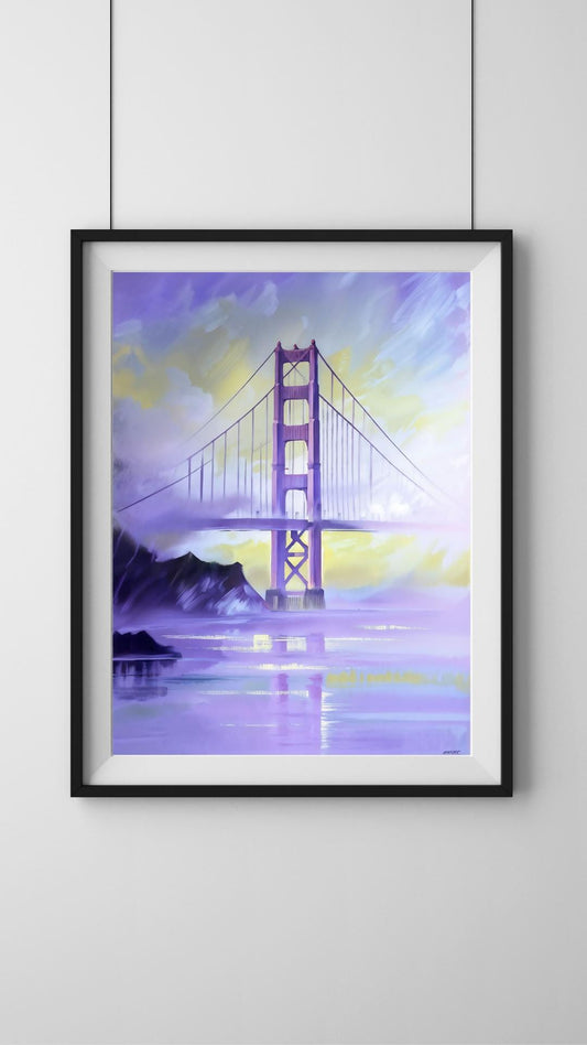Golden Gate Bridge Art Print | San Francisco Watercolor Skyline | Digital Download Decor