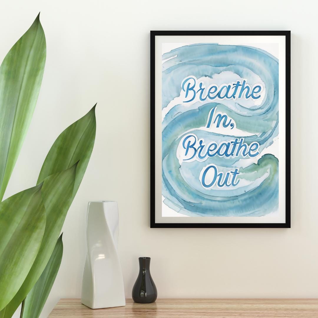 Inhale Peace, Exhale Stress | Zen Quote Decor | Meditation Room Art Print | Mindful Wall Poster | Calm Mindfulness Sign