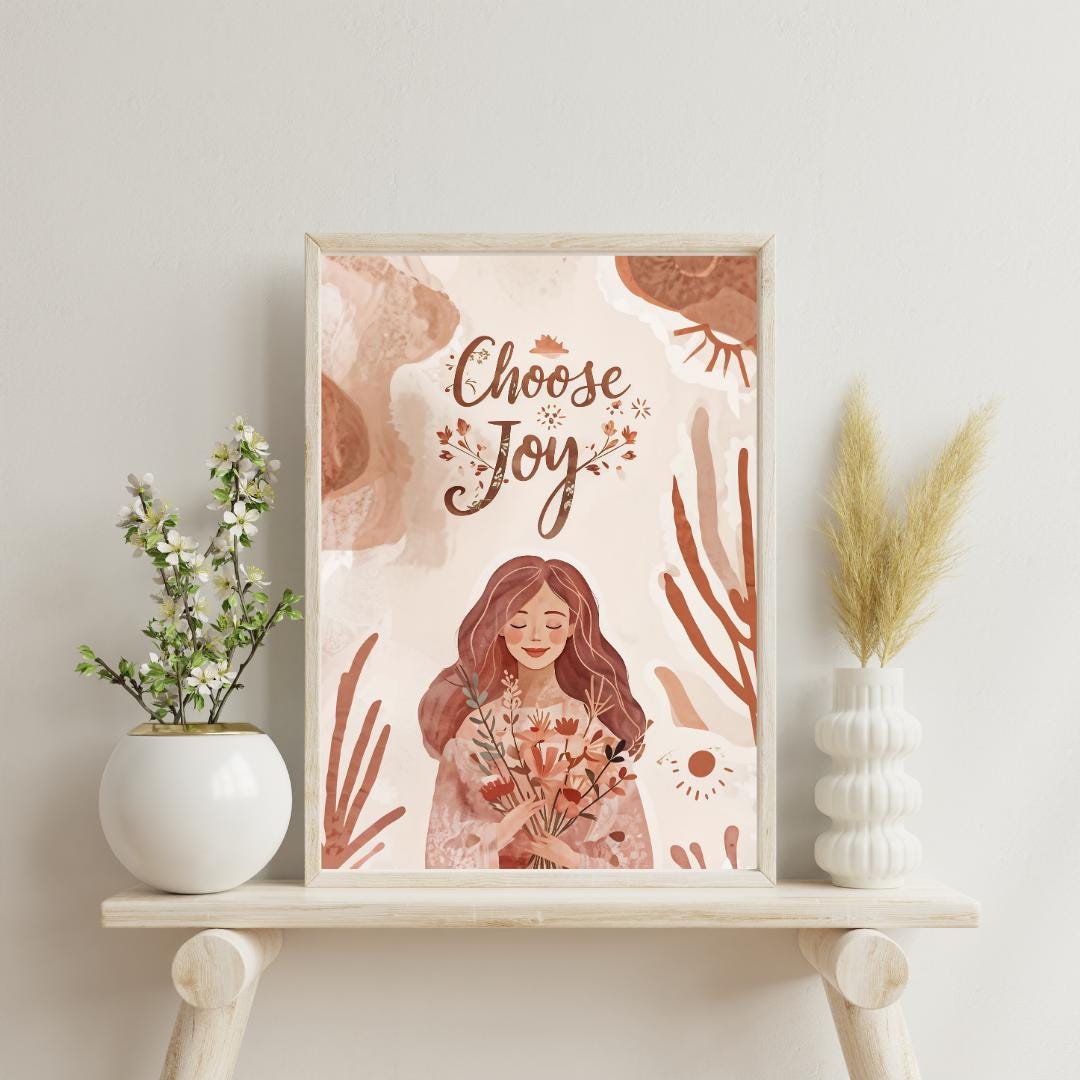 Boho Inspirational Wall Art | Printable Positive Decor | Choose Joy Poster