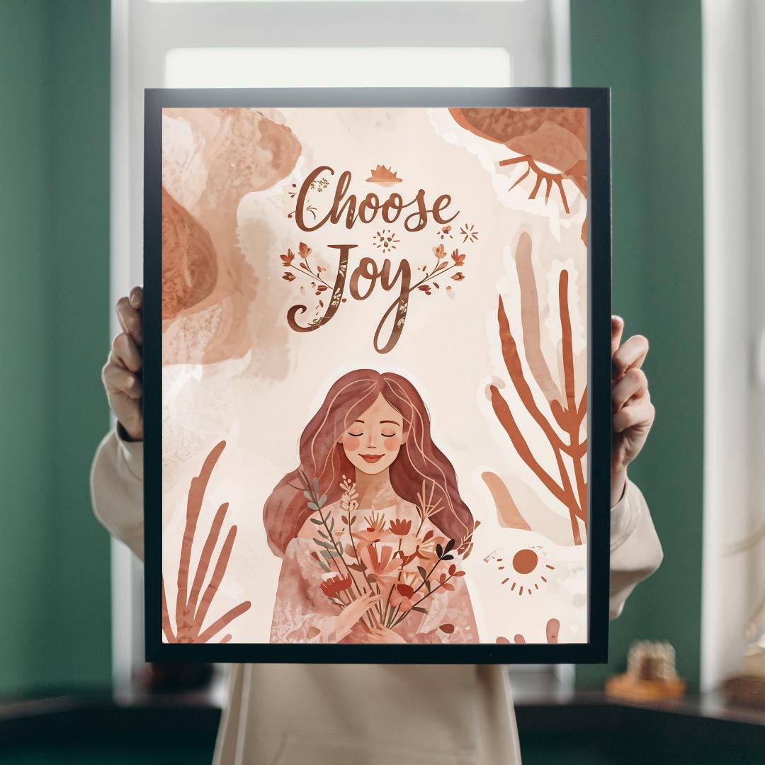 Boho Inspirational Wall Art | Printable Positive Decor | Choose Joy Poster