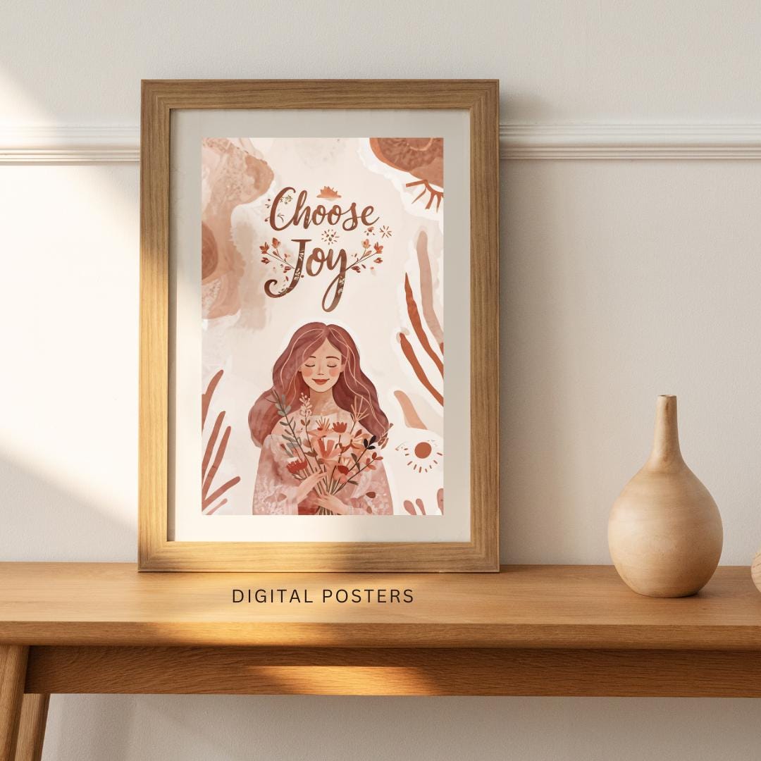 Boho Inspirational Wall Art | Printable Positive Decor | Choose Joy Poster