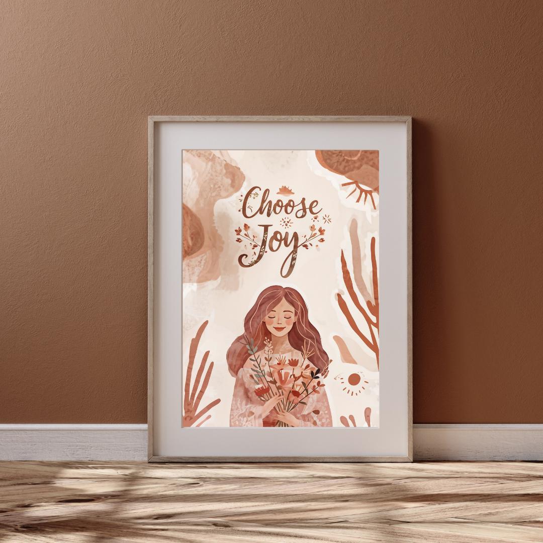 Boho Inspirational Wall Art | Printable Positive Decor | Choose Joy Poster