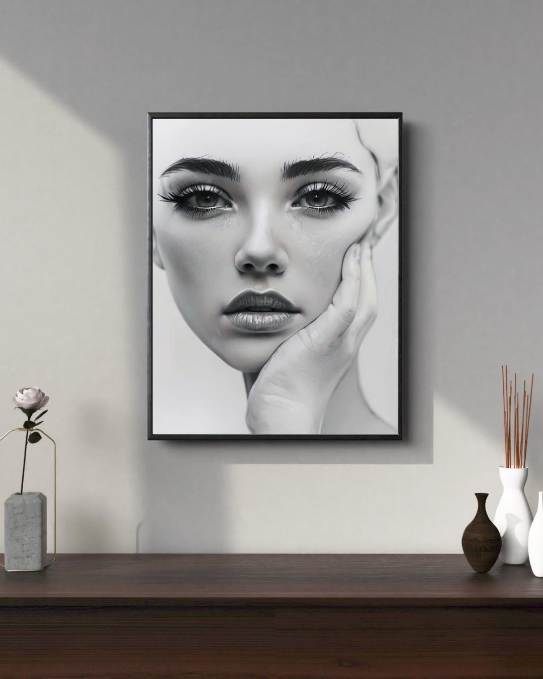 Modern Abstract Portrait Print | Stylish Minimalist Decor | Feminine Wall Art | Digital Download