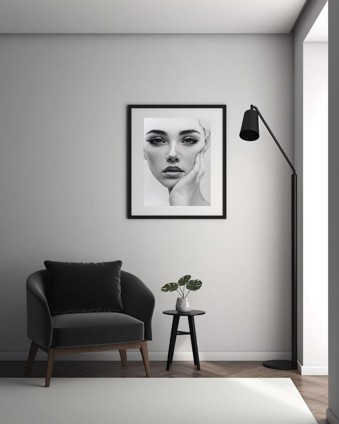 Modern Abstract Portrait Print | Stylish Minimalist Decor | Feminine Wall Art | Digital Download