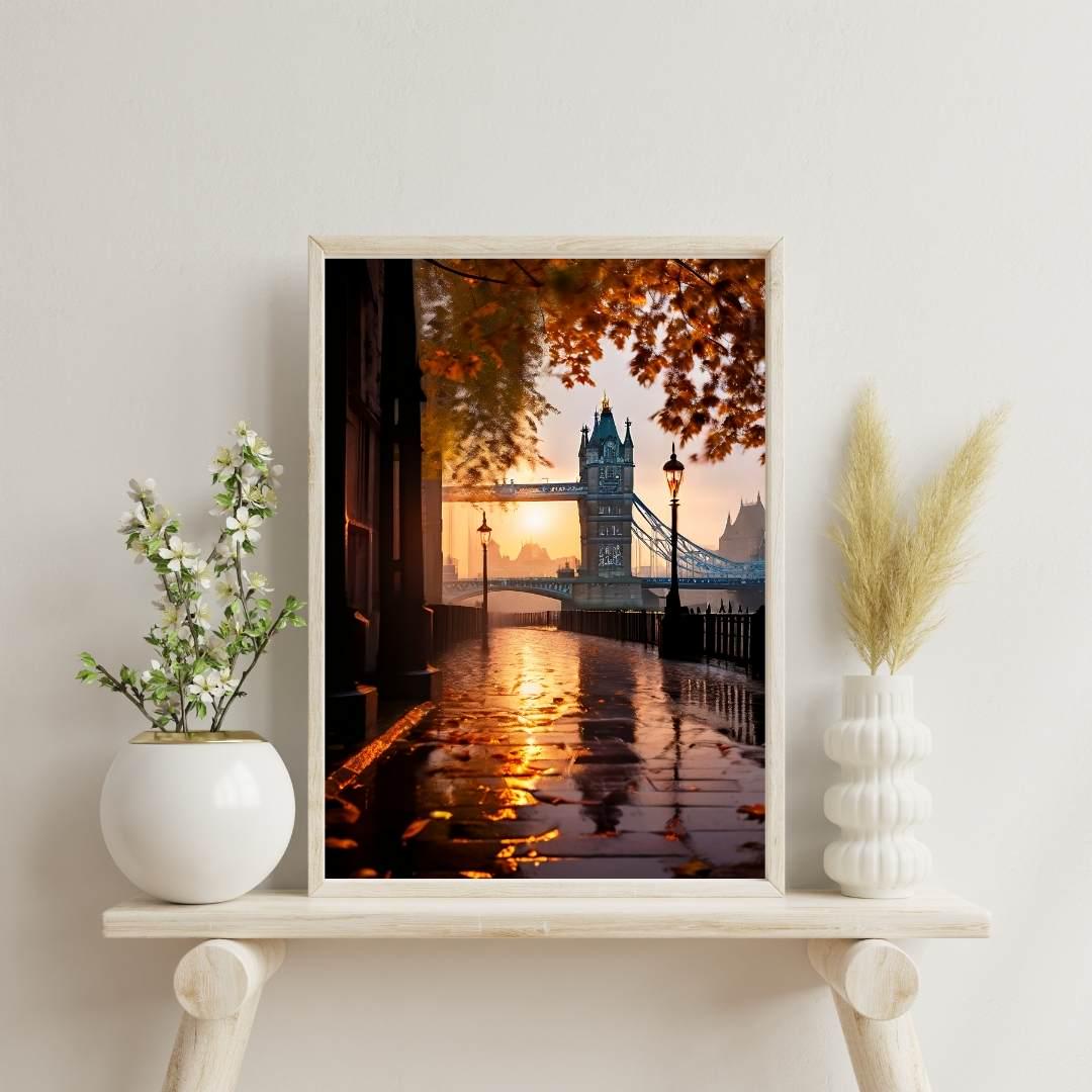 Charming London Tower Bridge Art | Fall Print for Cozy Spaces