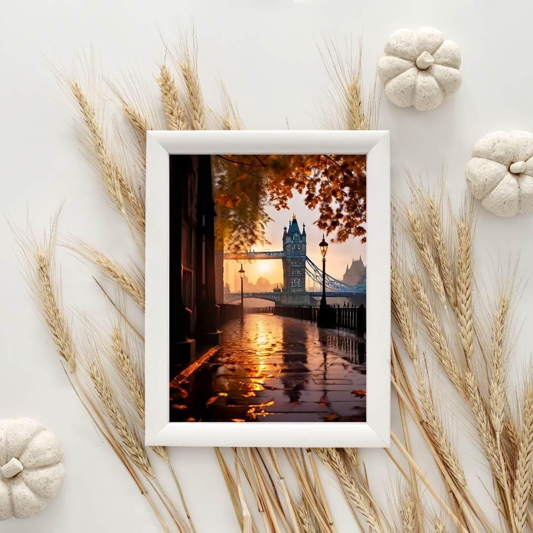 Charming London Tower Bridge Art | Fall Print for Cozy Spaces