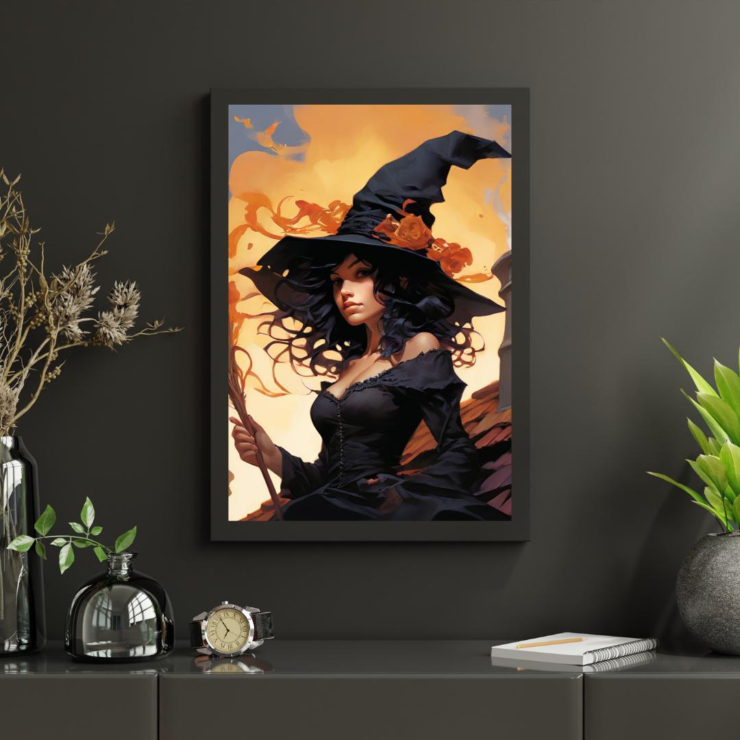 Dark Feminine Witch Illustration |Autumn Spooky Art Print | Digital Download