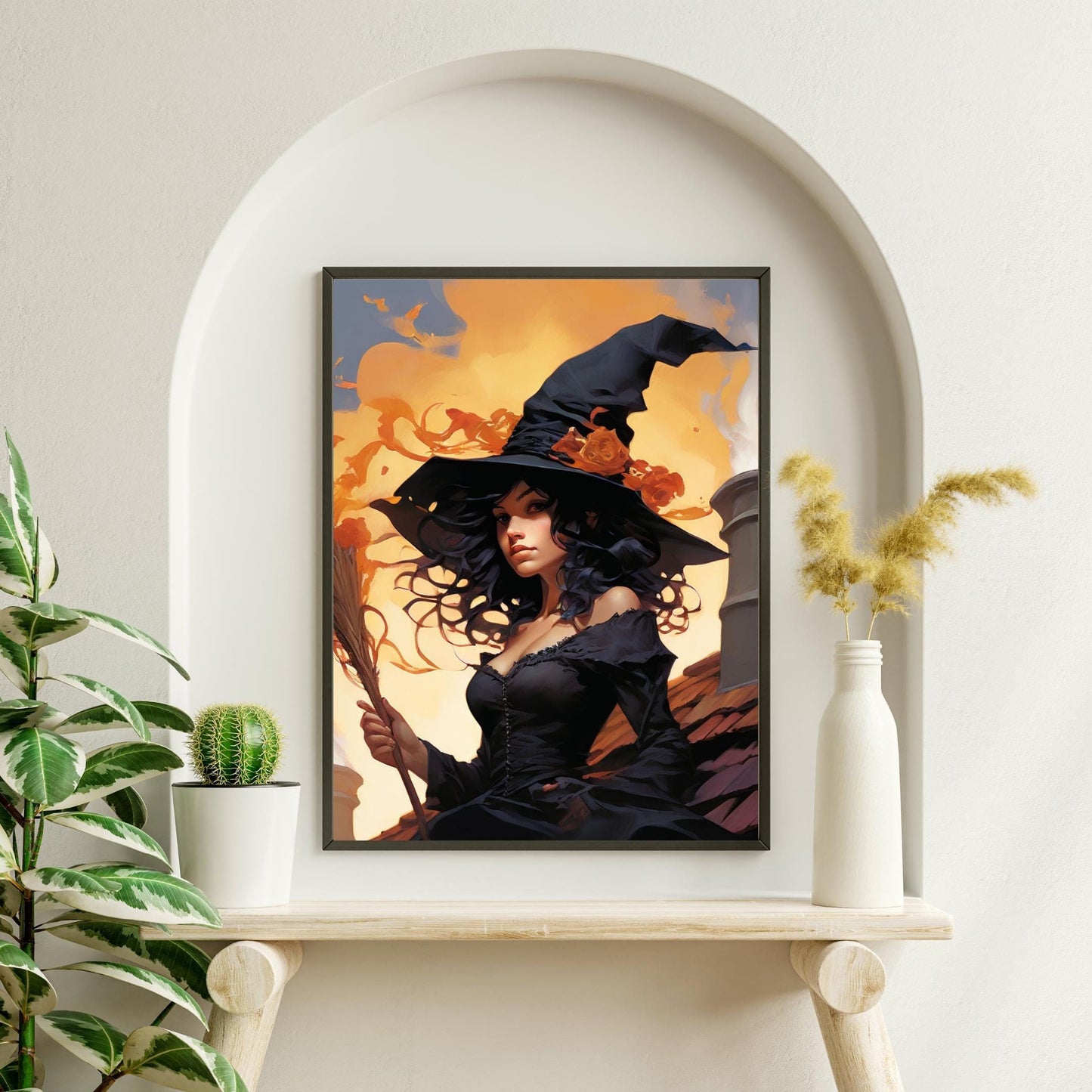 Dark Feminine Witch Illustration |Autumn Spooky Art Print | Digital Download