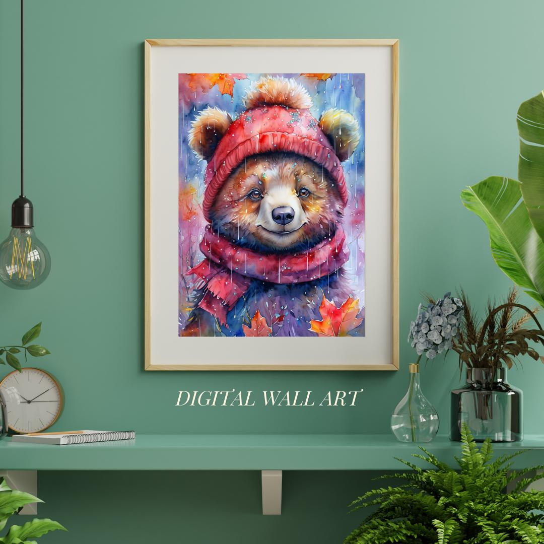 Cute Bear Poster | Cozy Kids Room Decor | Woodland Nursery Art | Digital Download