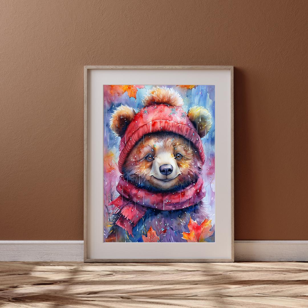 Cute Bear Poster | Cozy Kids Room Decor | Woodland Nursery Art | Digital Download