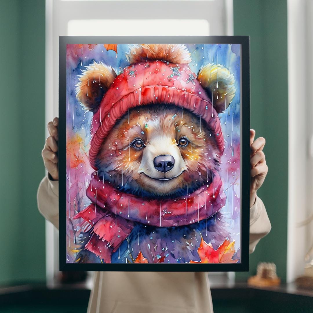 Cute Bear Poster | Cozy Kids Room Decor | Woodland Nursery Art | Digital Download