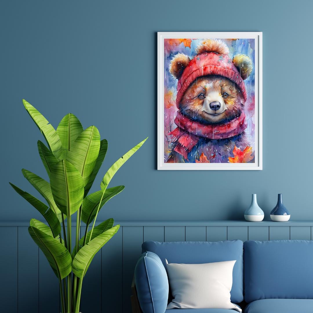 Cute Bear Poster | Cozy Kids Room Decor | Woodland Nursery Art | Digital Download