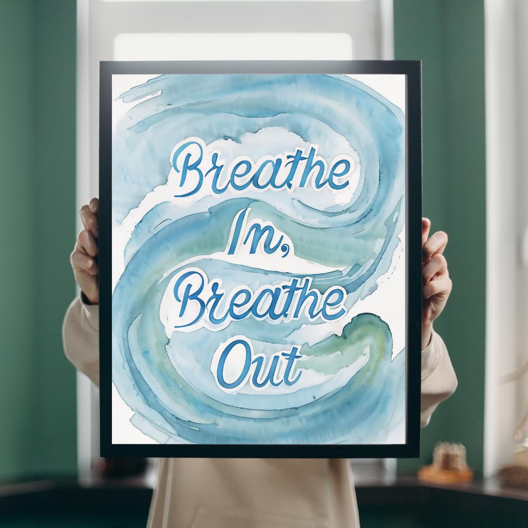 Inhale Peace, Exhale Stress | Zen Quote Decor | Meditation Room Art Print | Mindful Wall Poster | Calm Mindfulness Sign
