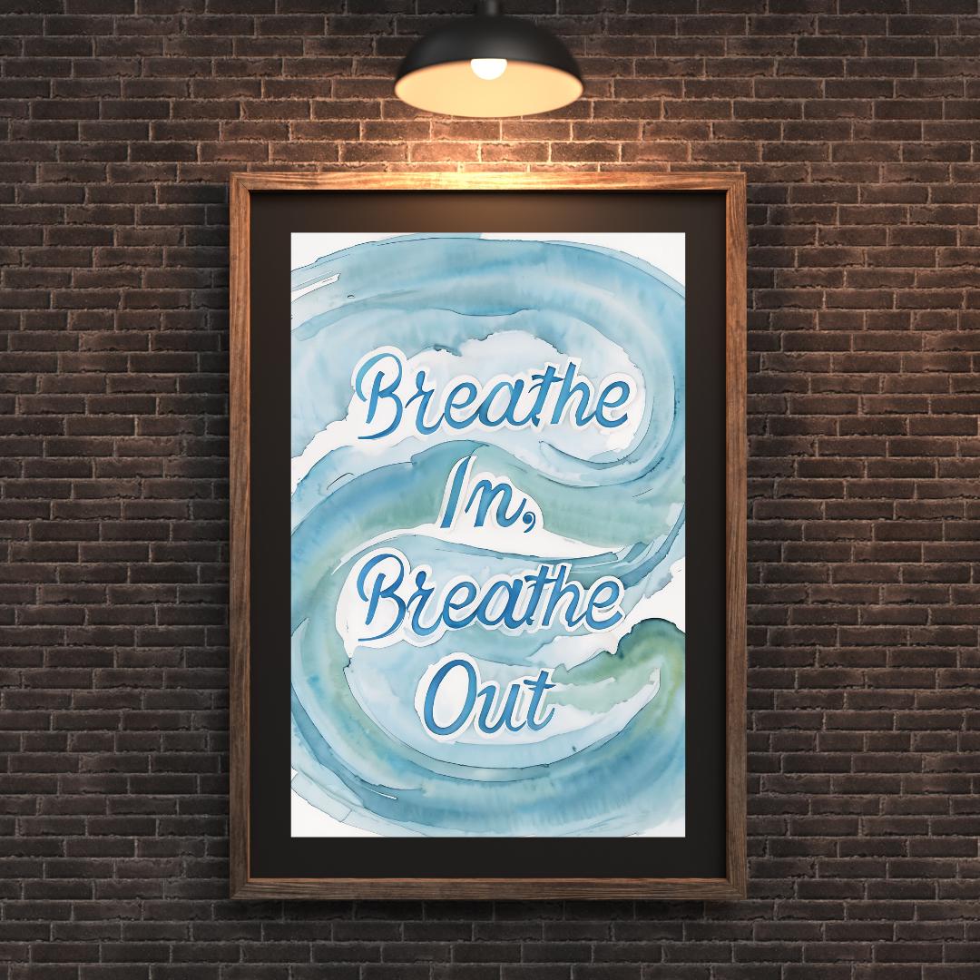 Inhale Peace, Exhale Stress | Zen Quote Decor | Meditation Room Art Print | Mindful Wall Poster | Calm Mindfulness Sign