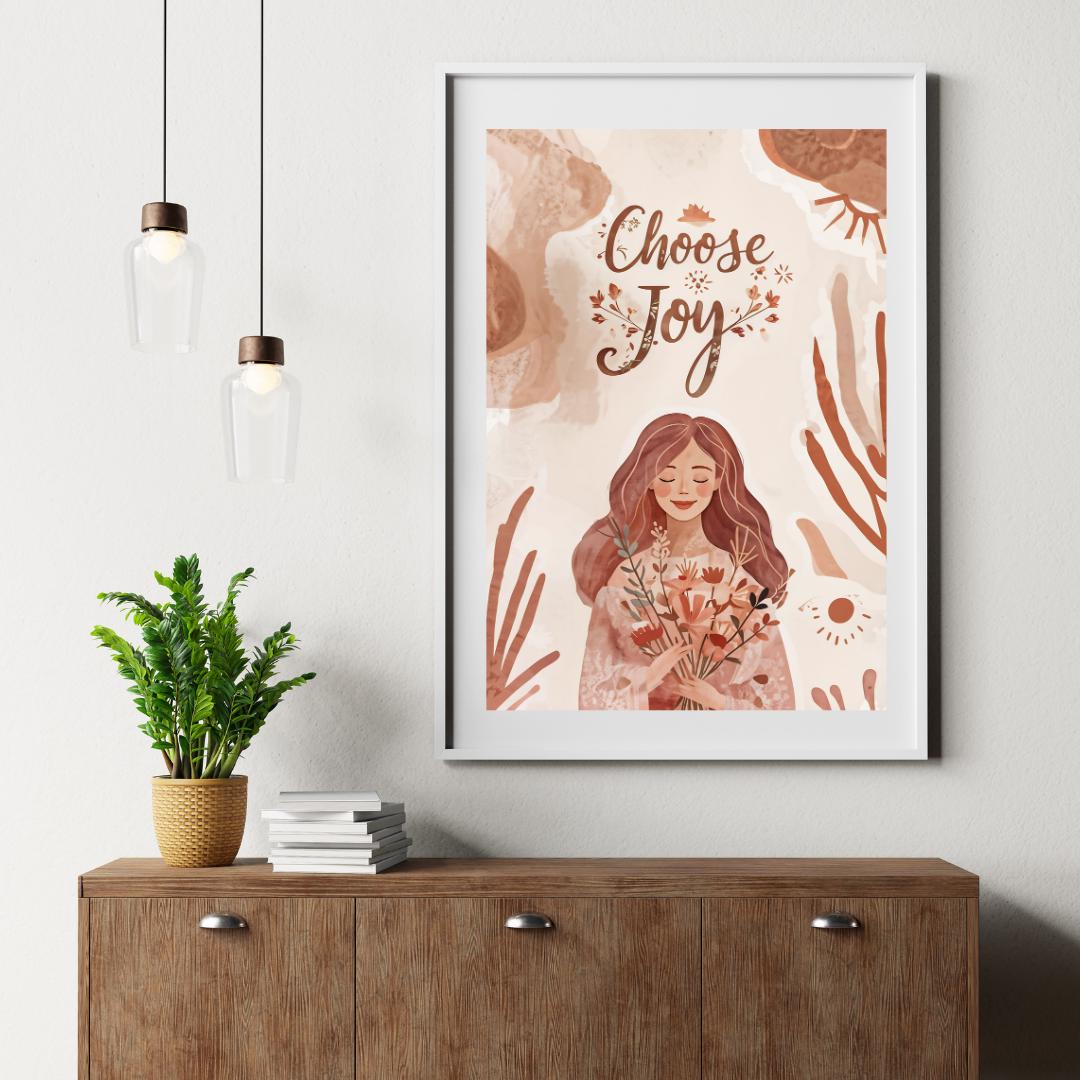 Boho Inspirational Wall Art | Printable Positive Decor | Choose Joy Poster
