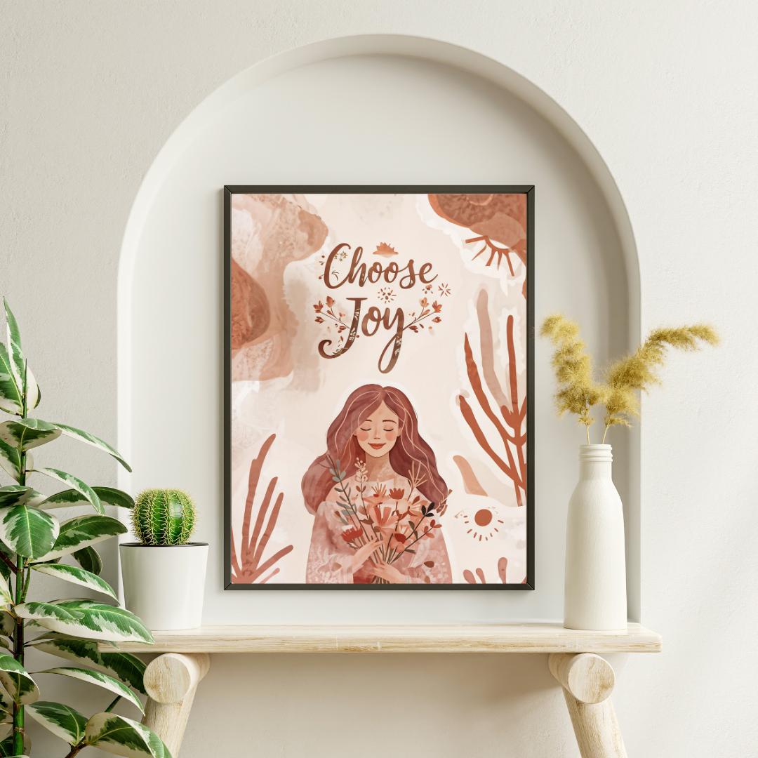 Boho Inspirational Wall Art | Printable Positive Decor | Choose Joy Poster