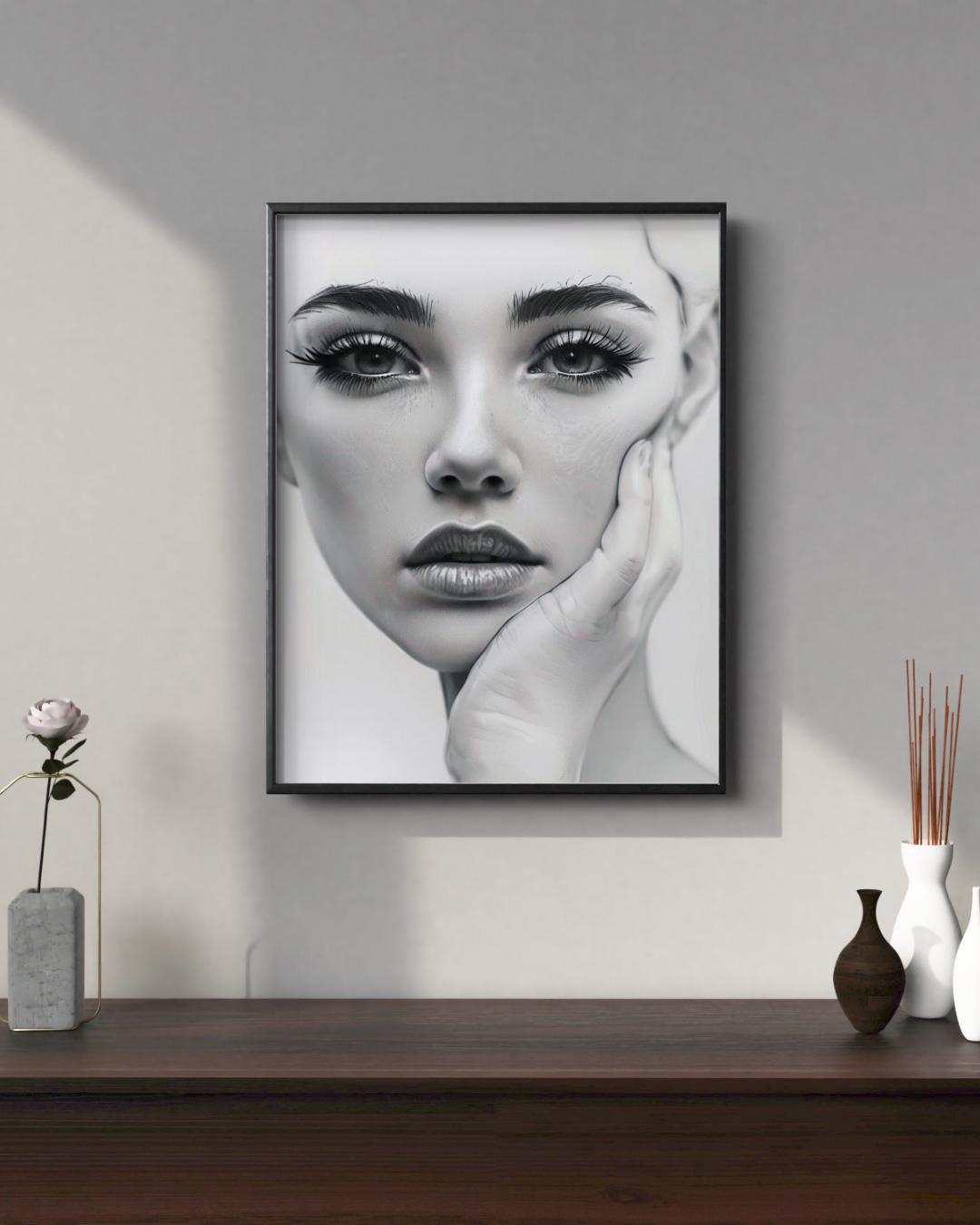 Modern Abstract Portrait Print | Stylish Minimalist Decor | Feminine Wall Art | Digital Download