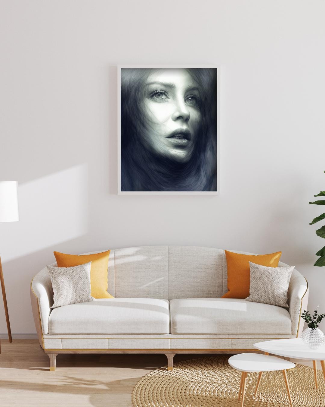 Elegant Female Portrait Art Print | Modern Monochrome Wall Decor | Abstract Digital Poster