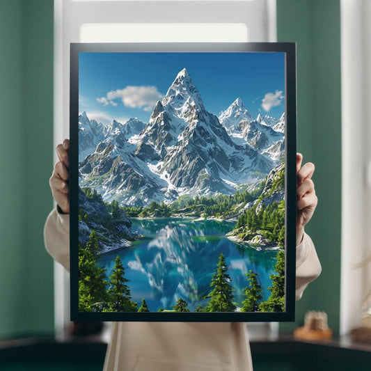Mountain Lake Reflection Poster | Tranquil Nature Wall Art | Scenic Landscape Printable