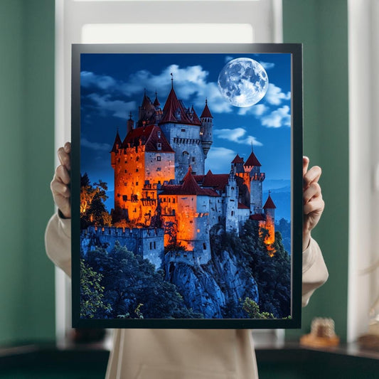 Moonlit Gothic Castle Art Print | Fantasy Digital Download | Haunted Wall Decor