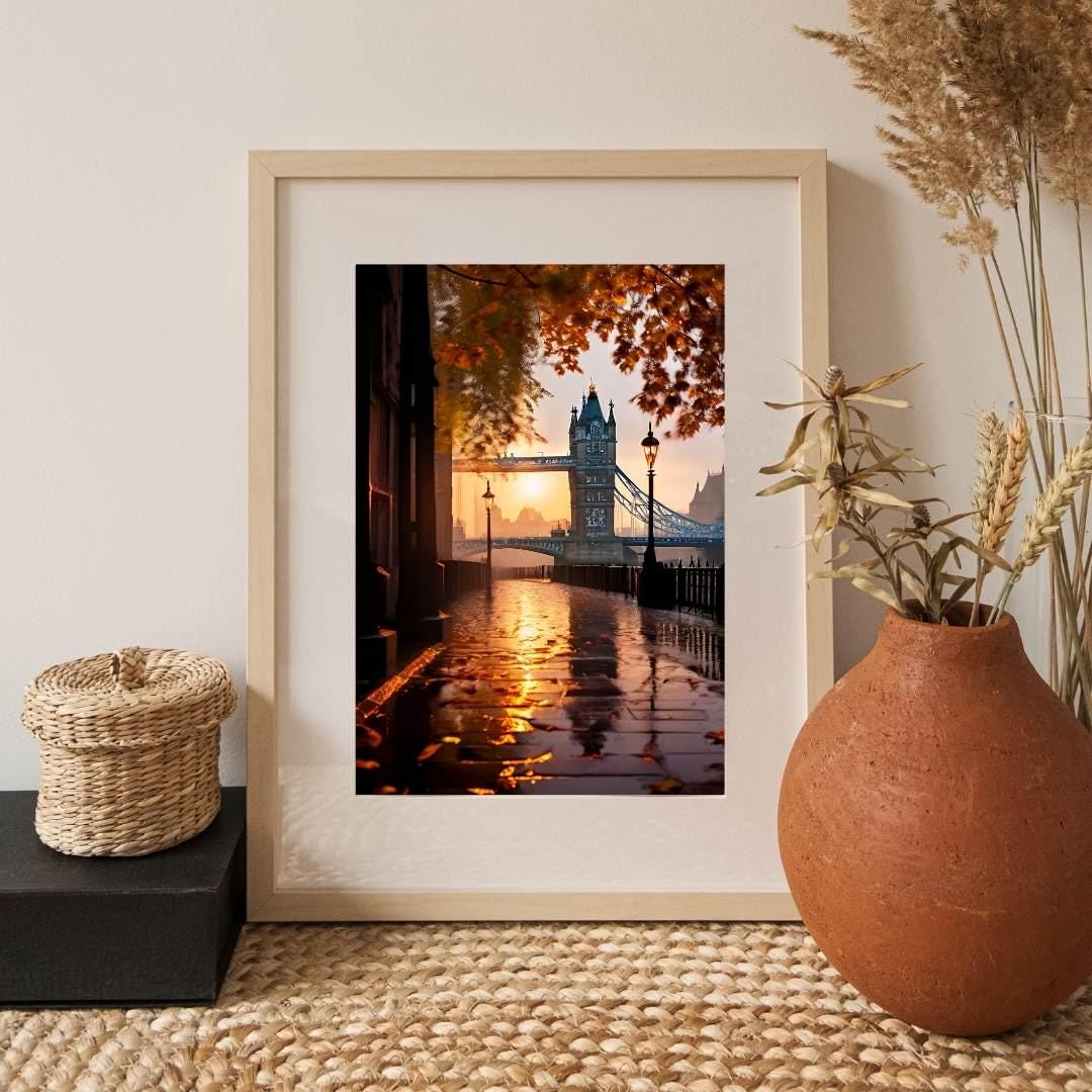 Charming London Tower Bridge Art | Fall Print for Cozy Spaces