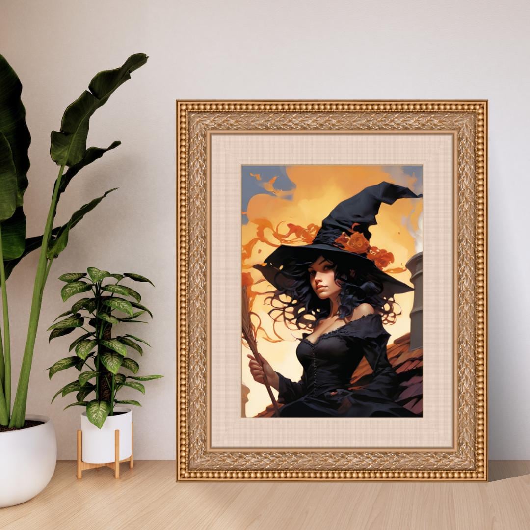 Dark Feminine Witch Illustration |Autumn Spooky Art Print | Digital Download