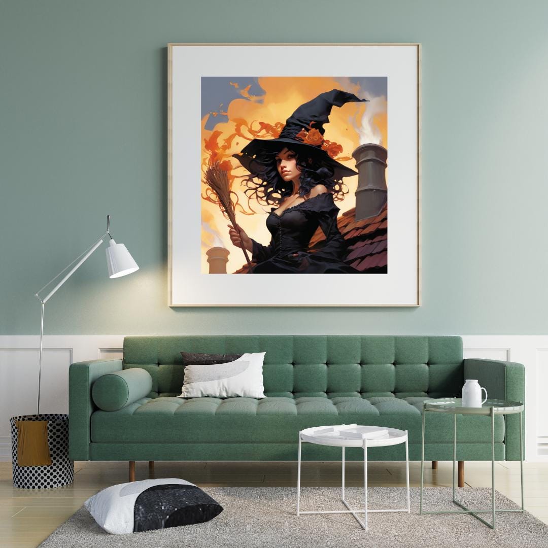 Dark Feminine Witch Illustration |Autumn Spooky Art Print | Digital Download