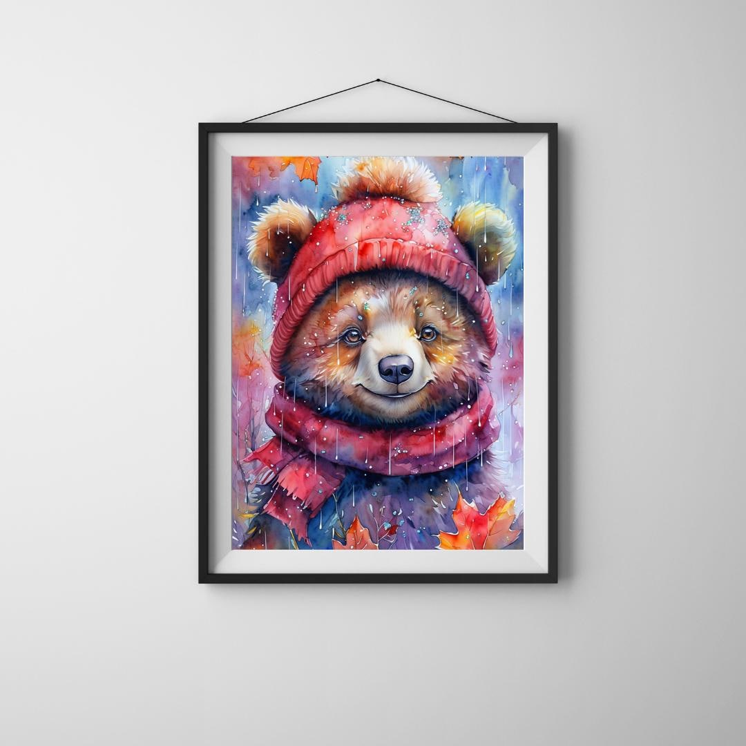 Cute Bear Poster | Cozy Kids Room Decor | Woodland Nursery Art | Digital Download