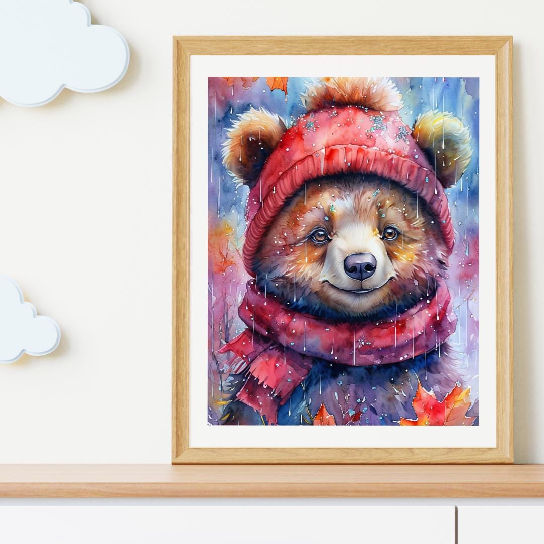 Cute Bear Poster | Cozy Kids Room Decor | Woodland Nursery Art | Digital Download