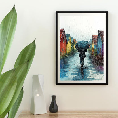 Cozy Urban Decor | Rainy Day Street Scene Art Print