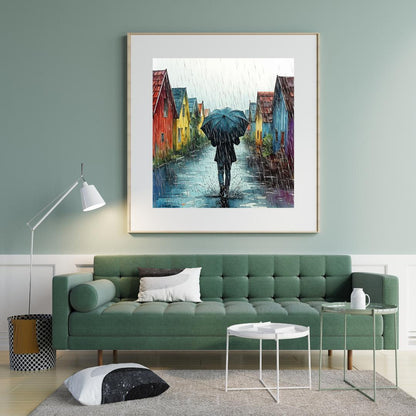 Cozy Urban Decor | Rainy Day Street Scene Art Print