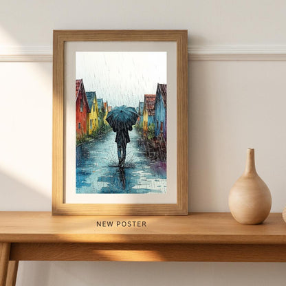 Cozy Urban Decor | Rainy Day Street Scene Art Print