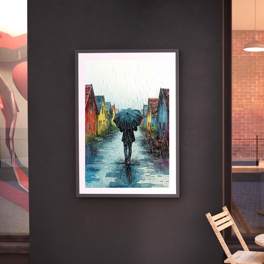 Cozy Urban Decor | Rainy Day Street Scene Art Print