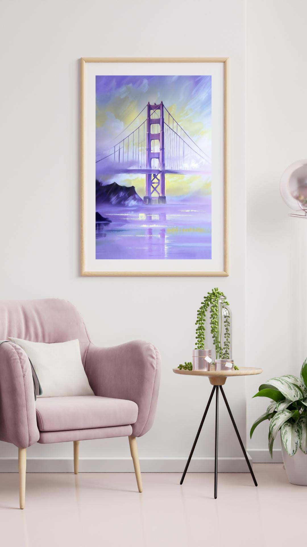 Golden Gate Bridge Art Print | San Francisco Watercolor Skyline | Digital Download Decor