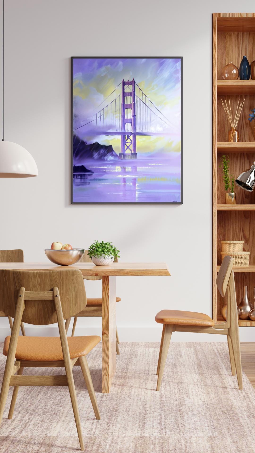 Golden Gate Bridge Art Print | San Francisco Watercolor Skyline | Digital Download Decor