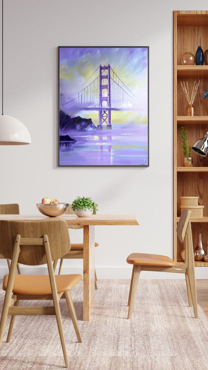 Golden Gate Bridge Art Print | San Francisco Watercolor Skyline | Digital Download Decor