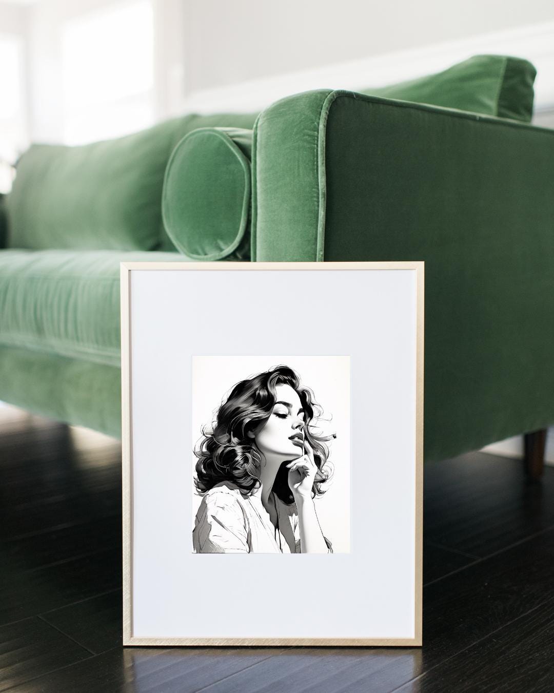Chic Minimalist Woman Portrait | Monochrome Poster for Elegant Home Decor | Digital Art Print