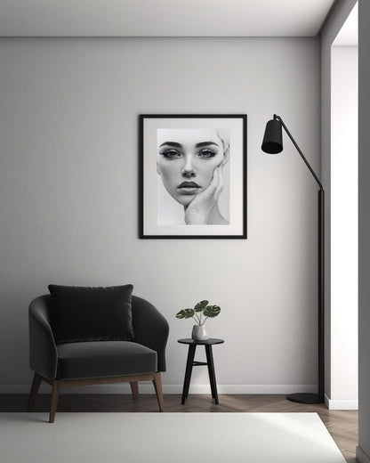 Modern Abstract Portrait Print | Stylish Minimalist Decor | Feminine Wall Art | Digital Download