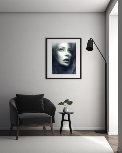 Elegant Female Portrait Art Print | Modern Monochrome Wall Decor | Abstract Digital Poster