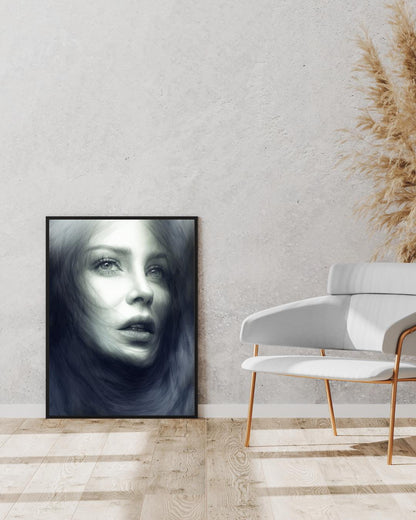 Elegant Female Portrait Art Print | Modern Monochrome Wall Decor | Abstract Digital Poster