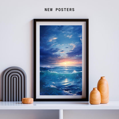 Serene Ocean Waves Poster | Peaceful Seascape Wall Art | Tranquil Sunrise Ocean Print