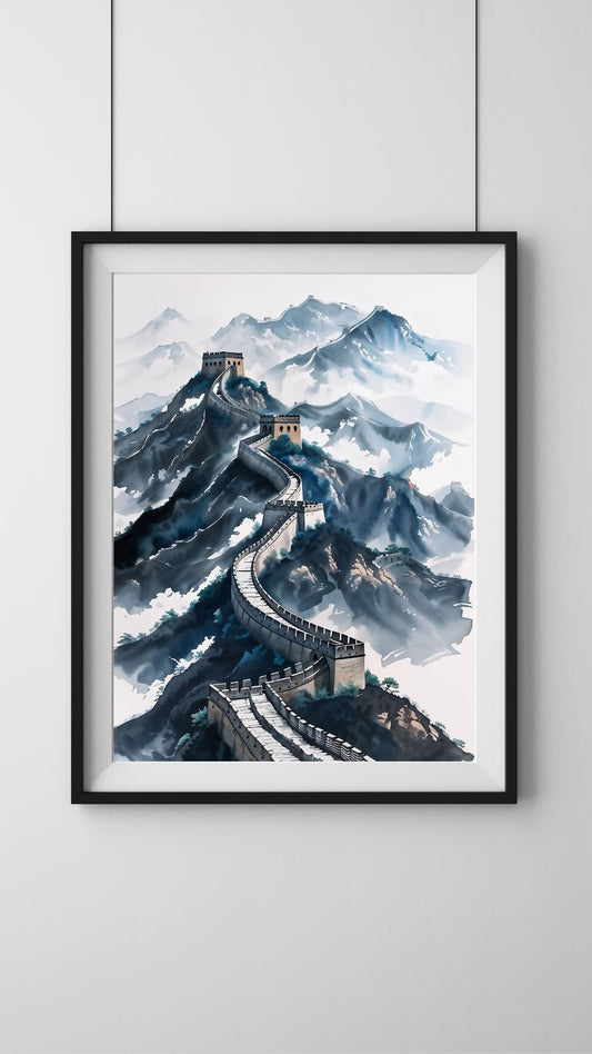 Vintage Great Wall of China Decor | instant download Art | Chinese landscape Poster