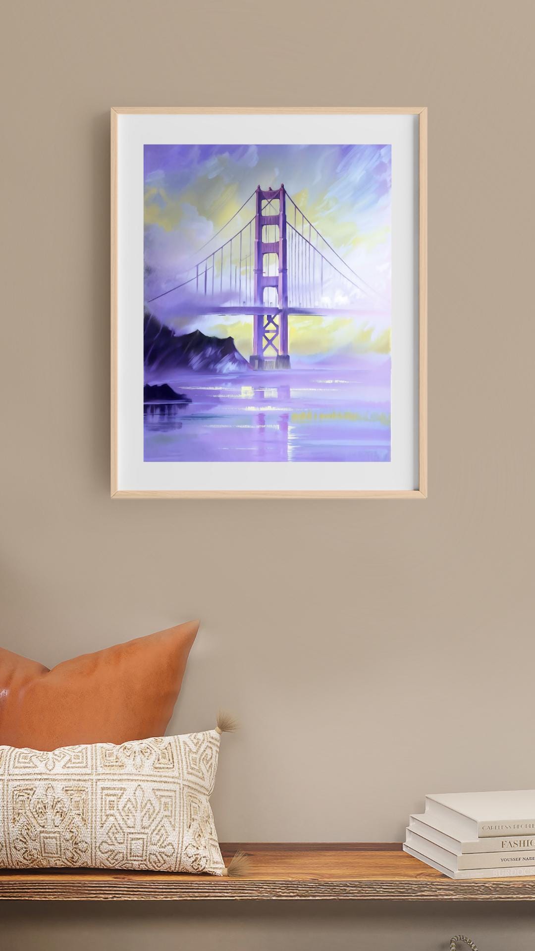 Golden Gate Bridge Art Print | San Francisco Watercolor Skyline | Digital Download Decor