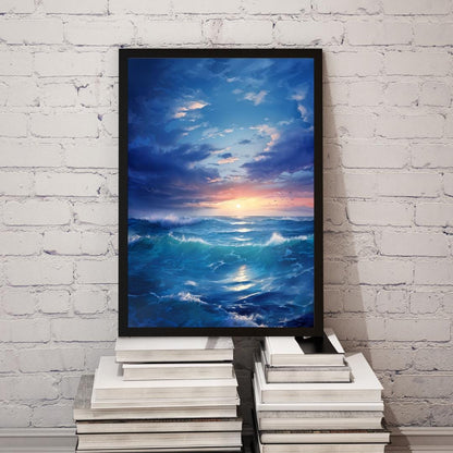 Serene Ocean Waves Poster | Peaceful Seascape Wall Art | Tranquil Sunrise Ocean Print