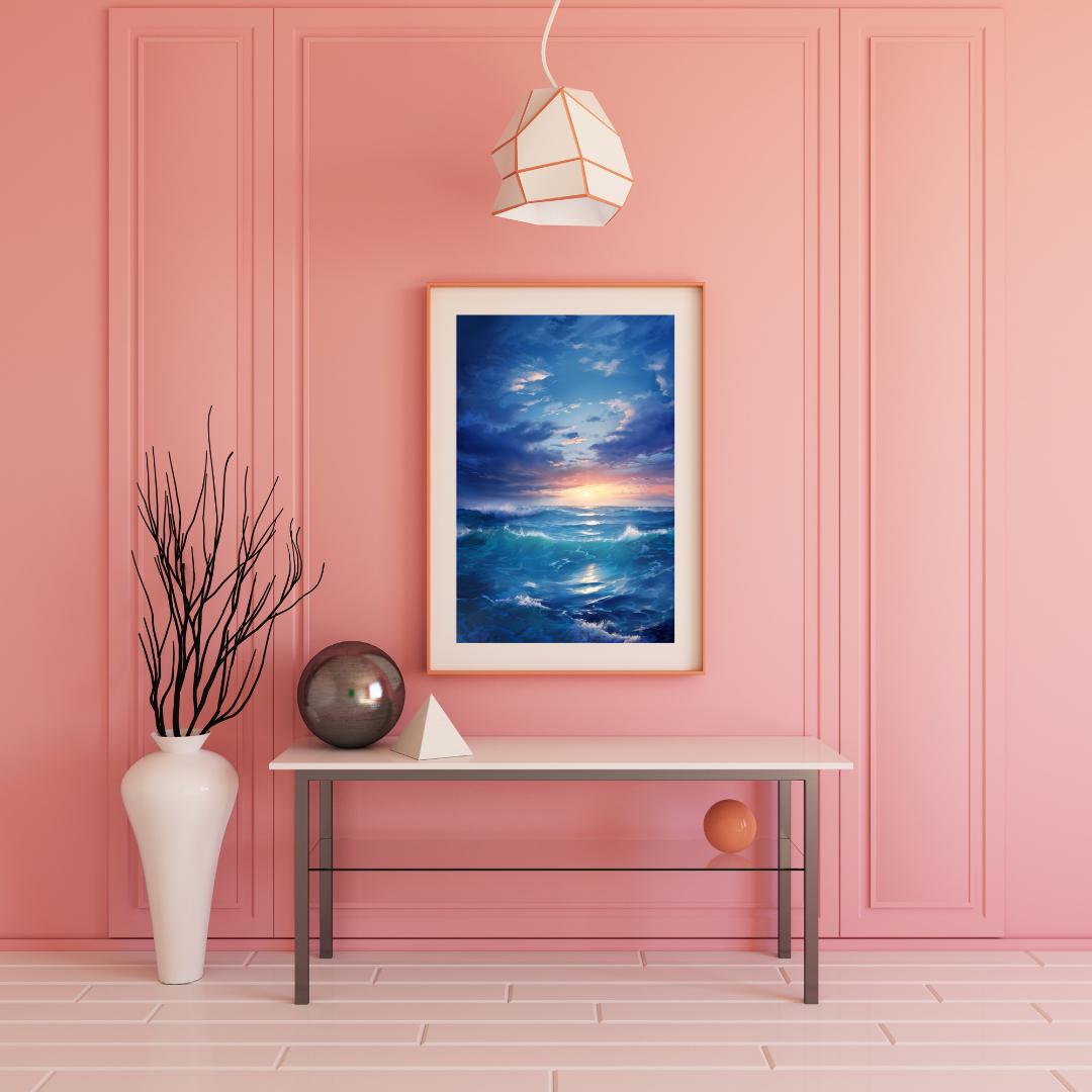 Serene Ocean Waves Poster | Peaceful Seascape Wall Art | Tranquil Sunrise Ocean Print