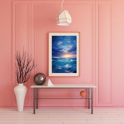 Serene Ocean Waves Poster | Peaceful Seascape Wall Art | Tranquil Sunrise Ocean Print