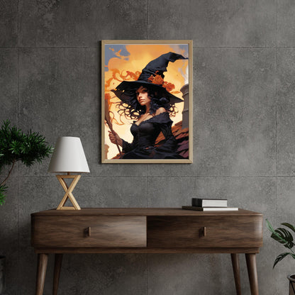 Dark Feminine Witch Illustration |Autumn Spooky Art Print | Digital Download