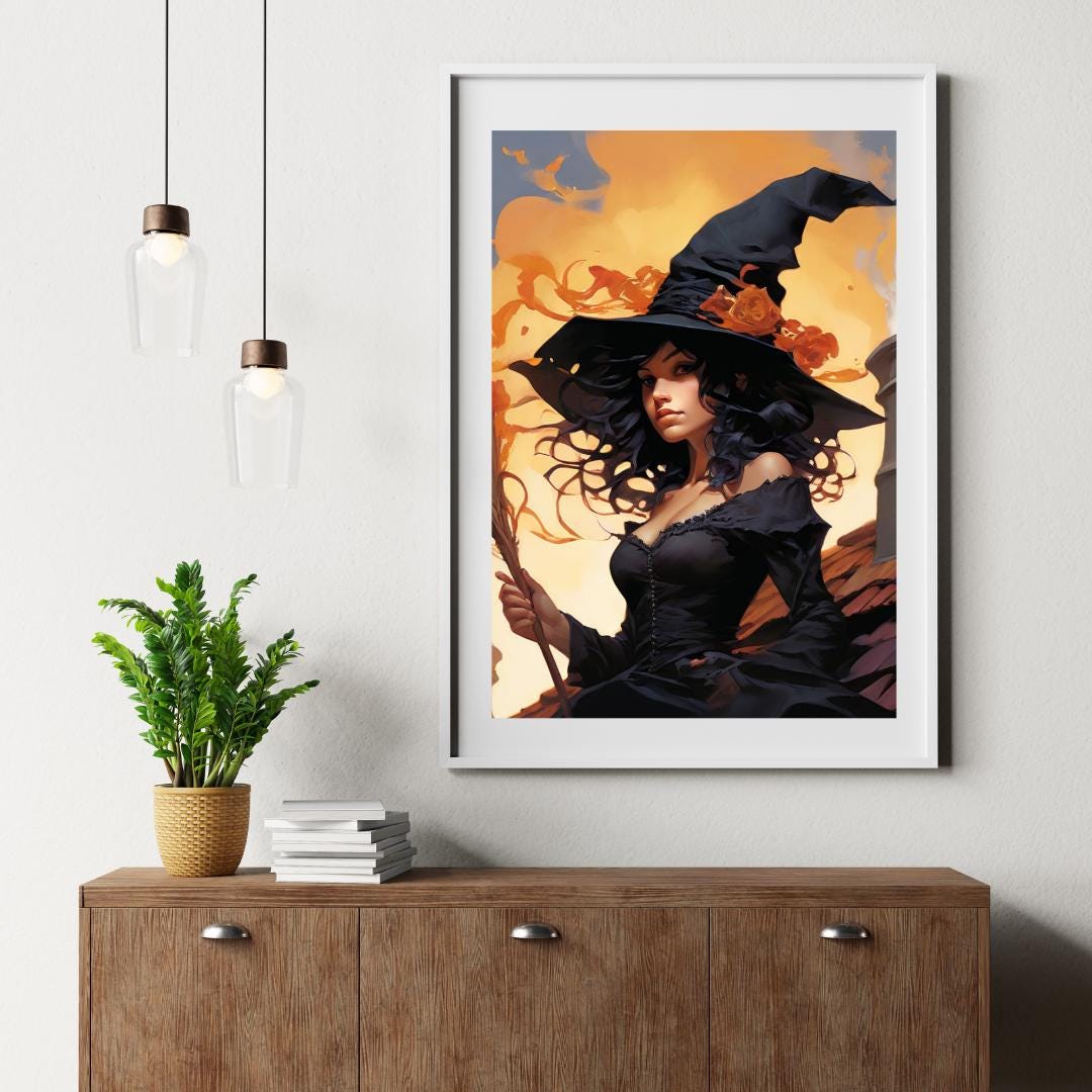 Dark Feminine Witch Illustration |Autumn Spooky Art Print | Digital Download