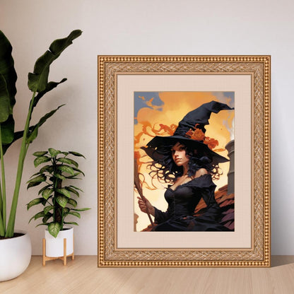 Dark Feminine Witch Illustration |Autumn Spooky Art Print | Digital Download